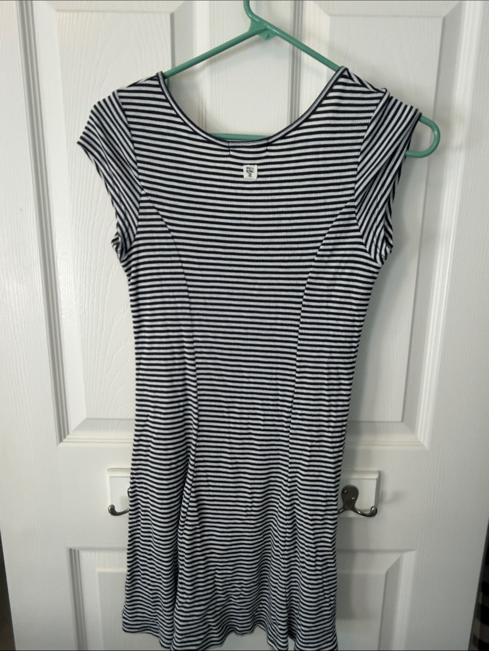 Black & White Striped Cap Sleeve Dress